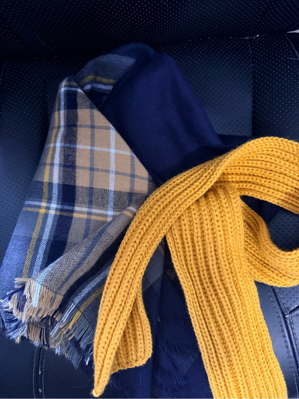 Navy and Mustard blanket Scarf and a mustard scarf child size
